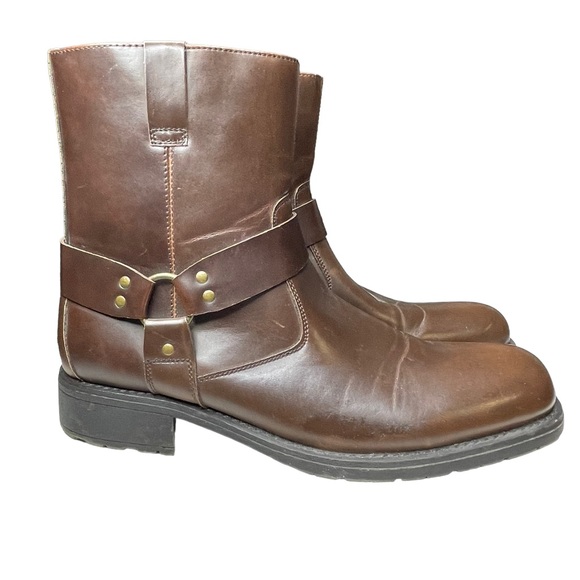 Men's size 13 Brown Faux leather harness biker boots - Picture 6 of 9